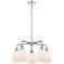 Belfast 24"W 5 Light Polished Chrome Stem Hung Chandelier With White S