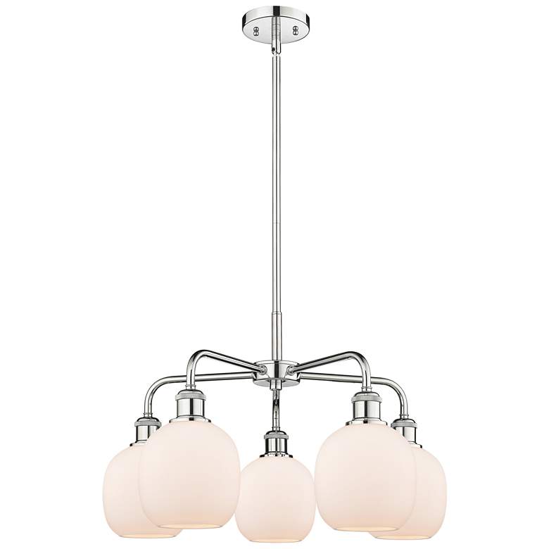 Image 1 Belfast 24 inchW 5 Light Polished Chrome Stem Hung Chandelier With White S