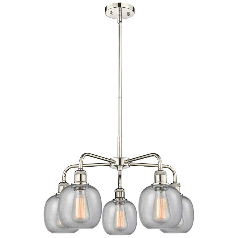 Image 1 Belfast 24"W 5 Light Polished Nickel Stem Hung Chandelier With Seedy S