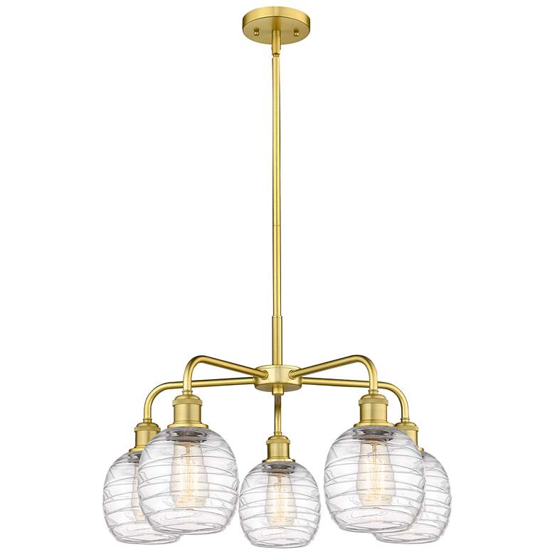 Image 1 Belfast 24"W 5 Light Satin Gold Stem Hung Chandelier With Deco Swirl S