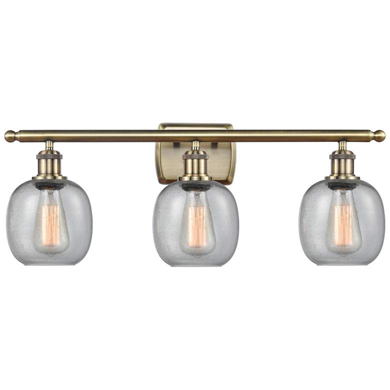 Image 1 Belfast 26" 3-Light Antique Brass Bath Light w/ Seedy Shade