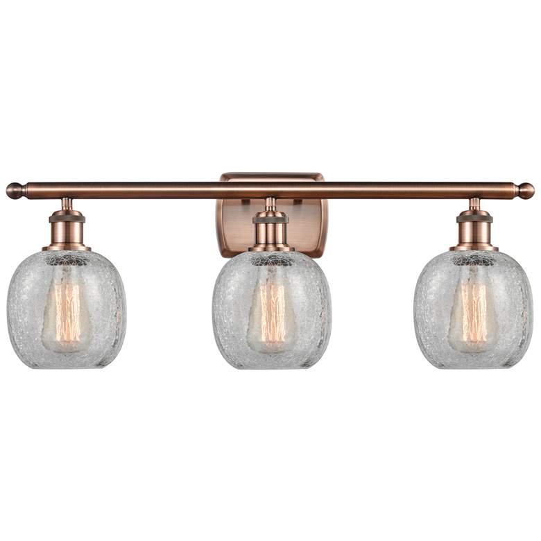 Image 1 Belfast 26" 3-Light Antique Copper Bath Light w/ Clear Crackle Shade