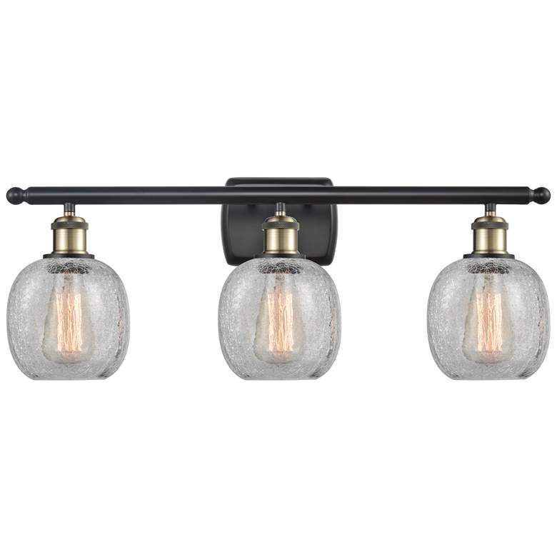 Image 1 Belfast 26" 3-Light Black Antique Brass Bath Light w/ Clear Crackle Sh