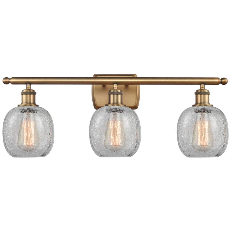 Image 1 Belfast 26" 3-Light Brushed Brass Bath Light w/ Clear Crackle Shade