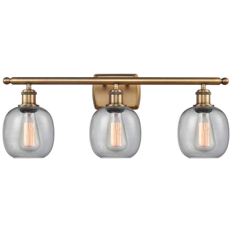 Image 1 Belfast 26" 3-Light Brushed Brass Bath Light w/ Seedy Shade