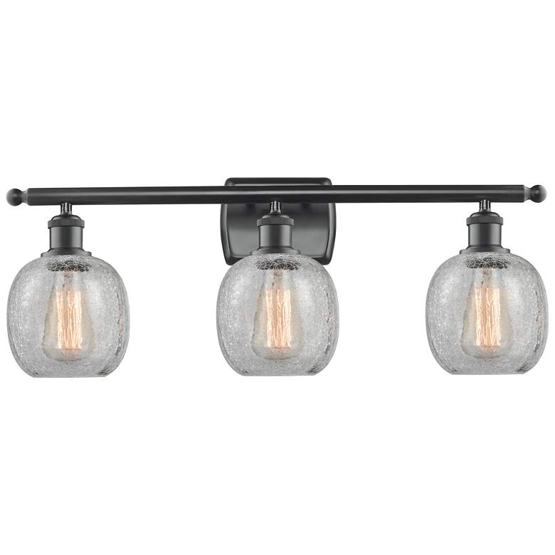 Image 1 Belfast 26" 3-Light Matte Black Bath Light w/ Clear Crackle Shade