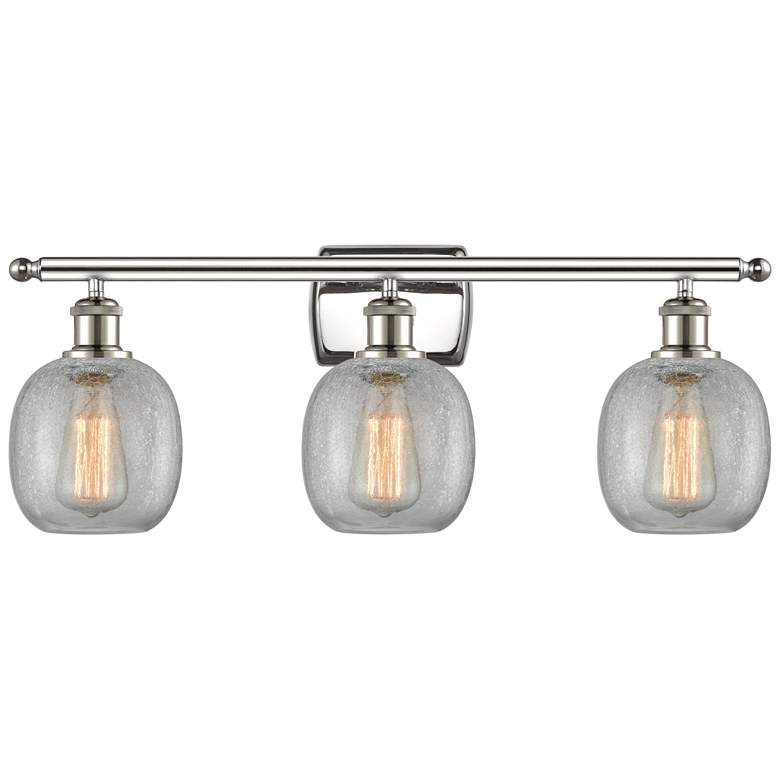 Image 1 Belfast 26" 3-Light Polished Nickel Bath Light w/ Clear Crackle Shade