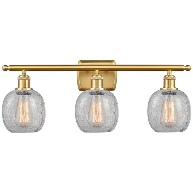 Image 1 Belfast 26" 3-Light Satin Gold Bath Light w/ Clear Crackle Shade