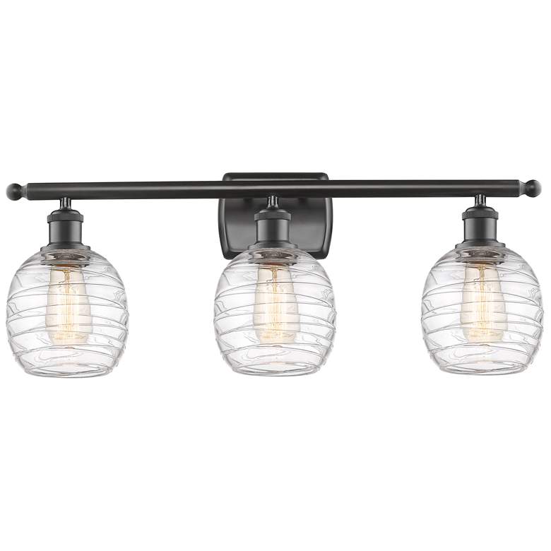 Image 1 Belfast 26"W 3 Light Oil Rubbed Bronze Bath Light With Deco Swirl Shad