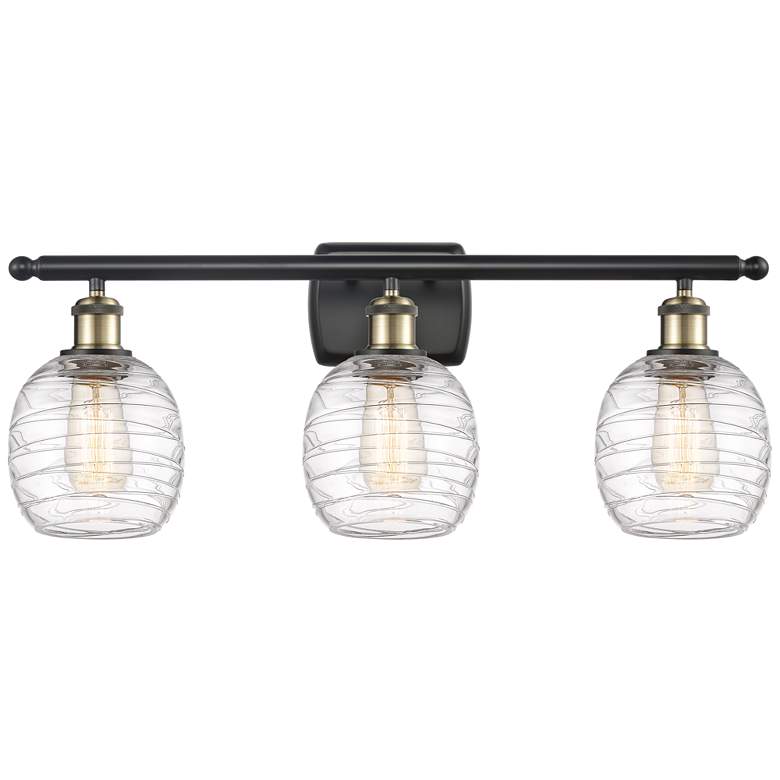 Image 1 Belfast 3 Light 26" Bath Light - Black Antique Brass - Deco Swirl Shad