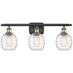 Belfast 3 Light 26" Bath Light - Black Antique Brass - Deco Swirl Shad