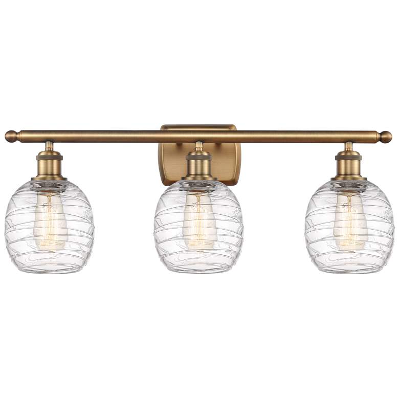 Image 1 Belfast 3 Light 26" Bath Light - Brushed Brass - Deco Swirl Shade