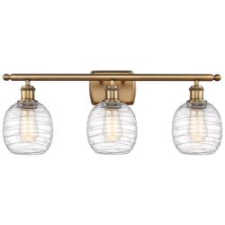Belfast 3 Light 26" Bath Light - Brushed Brass - Deco Swirl Shade