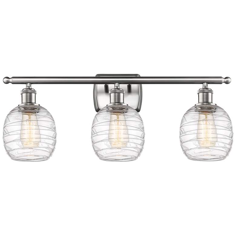 Image 1 Belfast 3 Light 26" Bath Light - Brushed Satin Nickel - Deco Swirl Sha