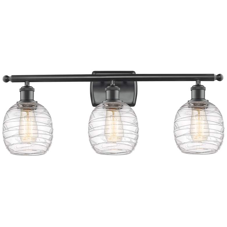 Image 1 Belfast 3 Light 26" Bath Light - Matte Black - Deco Swirl Shade