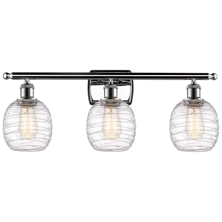 Image 1 Belfast 3 Light 26" Bath Light - Polished Chrome - Deco Swirl Shade