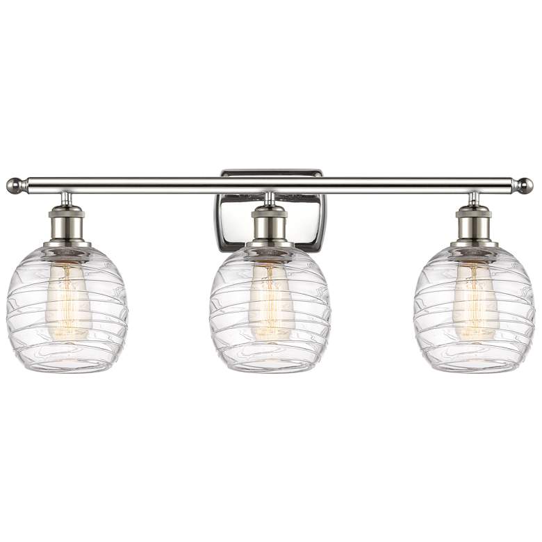 Image 1 Belfast 3 Light 26" Bath Light - Polished Nickel - Deco Swirl Shade