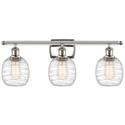 Belfast 3 Light 26" Bath Light - Polished Nickel - Deco Swirl Shade