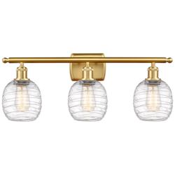 Belfast 3 Light 26" LED Bath Light - Satin Gold - Deco Swirl Shade