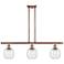Belfast 3 Light 36" Island Light - Antique Copper - Deco Swirl Shade