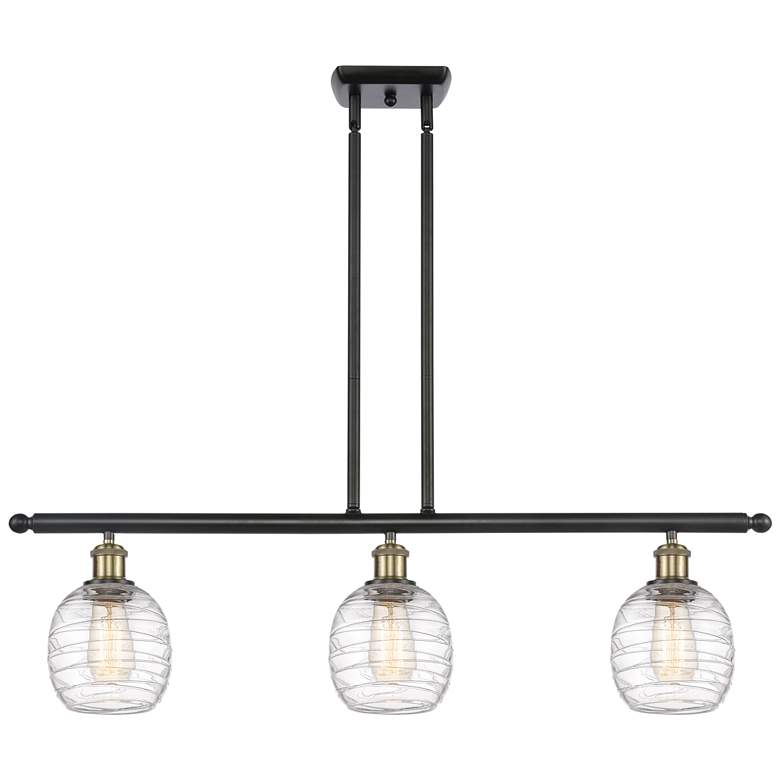 Image 1 Belfast 3 Light 36" Island Light - Black Antique Brass - Deco Swirl S