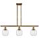 Belfast 3 Light 36" Island Light - Brushed Brass - Deco Swirl Shade