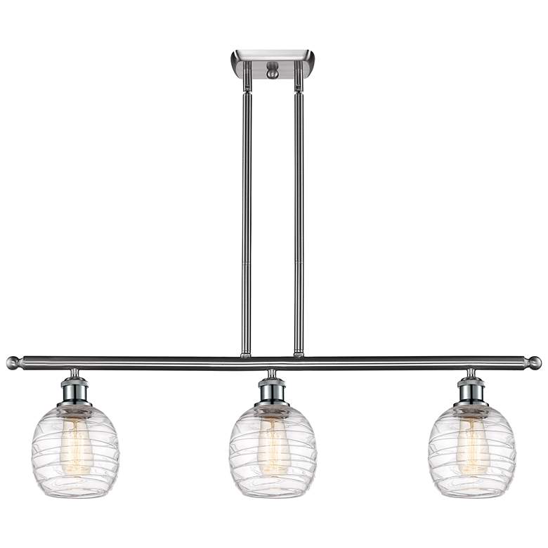 Image 1 Belfast 3 Light 36" Island Light - Brushed Satin Nickel - Deco Swirl