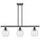 Belfast 3 Light 36" Island Light - Matte Black - Deco Swirl Shade