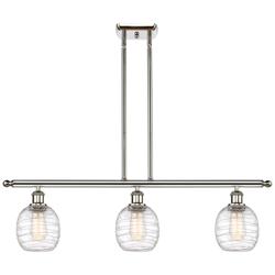 Belfast 3 Light 36" Island Light - Polished Nickel  - Deco Swirl Shade