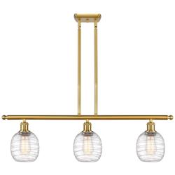 Belfast 3 Light 36" Island Light - Satin Gold  - Deco Swirl Shade