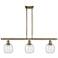 Belfast 3 Light 36" LED Island Light - Antique Brass  - Deco Swirl Sha