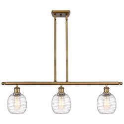 Belfast 3 Light 36" LED Island Light - Brushed Brass  - Deco Swirl Sha