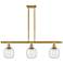 Belfast 3 Light 36" LED Island Light - Satin Gold - Deco Swirl Shade
