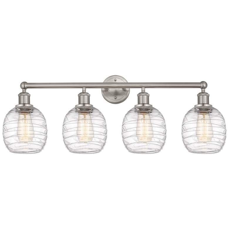 Image 1 Belfast 33" 4-Light Brushed Satin Nickel Bath Light w/ Deco Swirl Shad