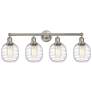 Belfast 33" 4-Light Brushed Satin Nickel Bath Light w/ Deco Swirl Shad