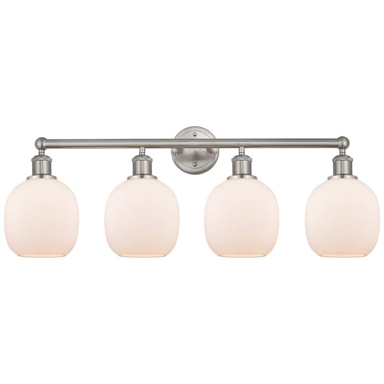 Image 1 Belfast 33" 4-Light Brushed Satin Nickel Bath Light w/ Matte White Sha
