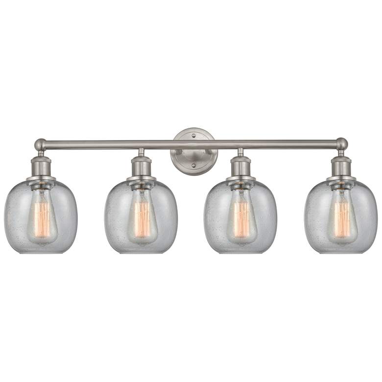 Image 1 Belfast 33" 4-Light Brushed Satin Nickel Bath Light w/ Seedy Shade