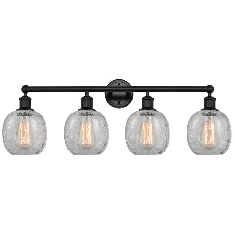 Image 1 Belfast 33" 4-Light Matte Black Bath Light w/ Clear Crackle Shade