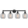 Belfast 33" 4-Light Matte Black Bath Light w/ Clear Crackle Shade
