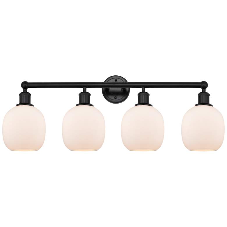 Image 1 Belfast 33" 4-Light Matte Black Bath Light w/ Matte White Shade