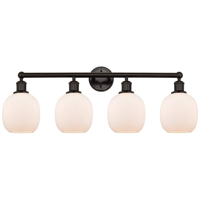 Image 1 Belfast 33" 4-Light Oil Rubbed Bronze Bath Light w/ Matte White Shade