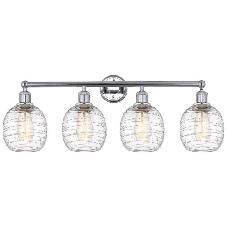Image 1 Belfast 33" 4-Light Polished Chrome Bath Light w/ Deco Swirl Shade