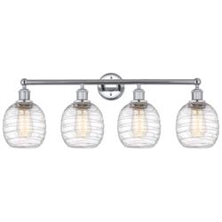 Belfast 33" 4-Light Polished Chrome Bath Light w/ Deco Swirl Shade