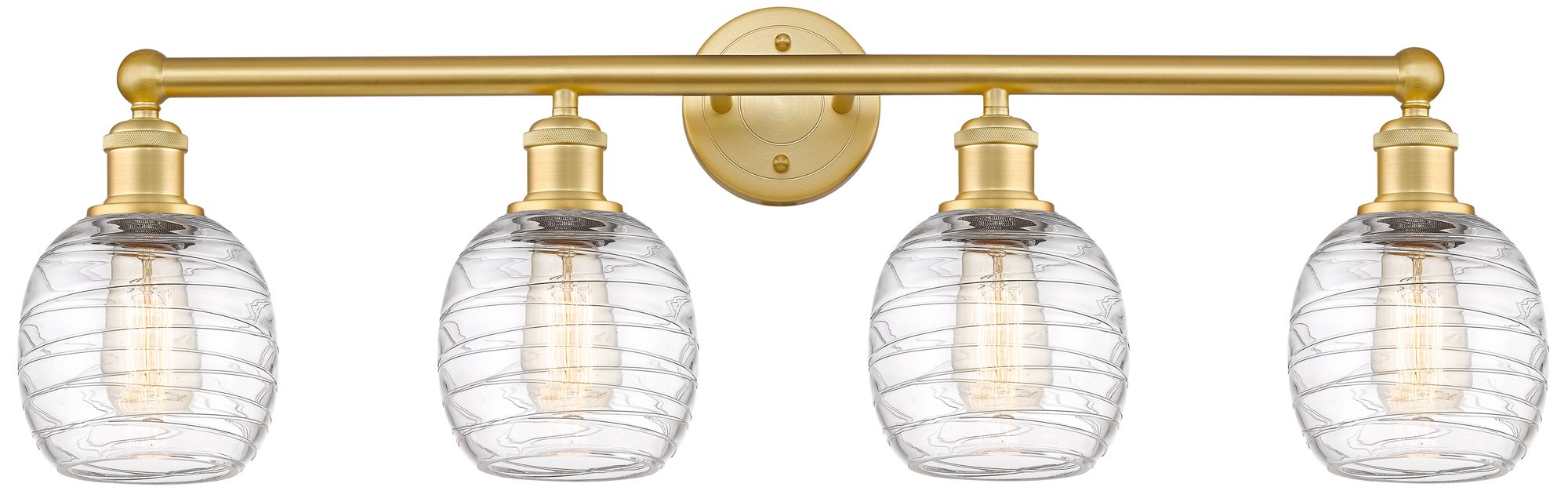 Belfast 33" Wide 4 Light Satin Gold Bath Vanity Light With Deco Swirl