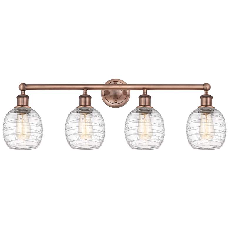 Image 1 Belfast 33"W 4 Light Antique Copper Bath Vanity Light With Deco Swirl