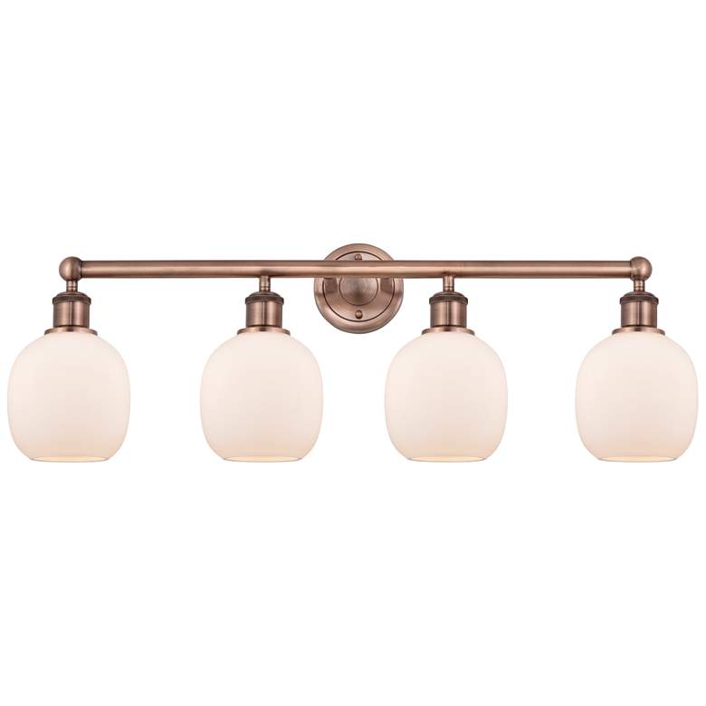 Image 1 Belfast 33"W 4 Light Antique Copper Bath Vanity Light With White Shade