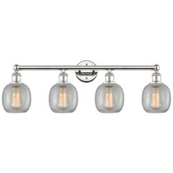 Belfast 33&quot;W 4 Light Polished Nickel Bath Light With Clear Crackle Sha
