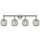 Belfast 33"W 4 Light Polished Nickel Bath Light With Clear Crackle Sha