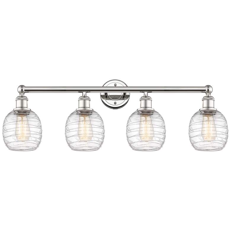 Image 1 Belfast 33"W 4 Light Polished Nickel Bath Light With Deco Swirl Shade
