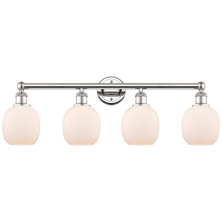 Image 1 Belfast 33"W 4 Light Polished Nickel Bath Vanity Light With White Shad